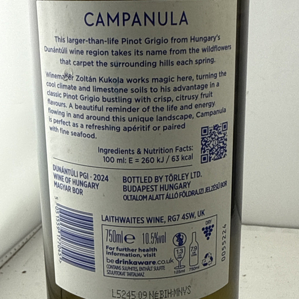 Campanula Pinot Grigio 2024 Hungary White Wine 75cl 10.5% ABV