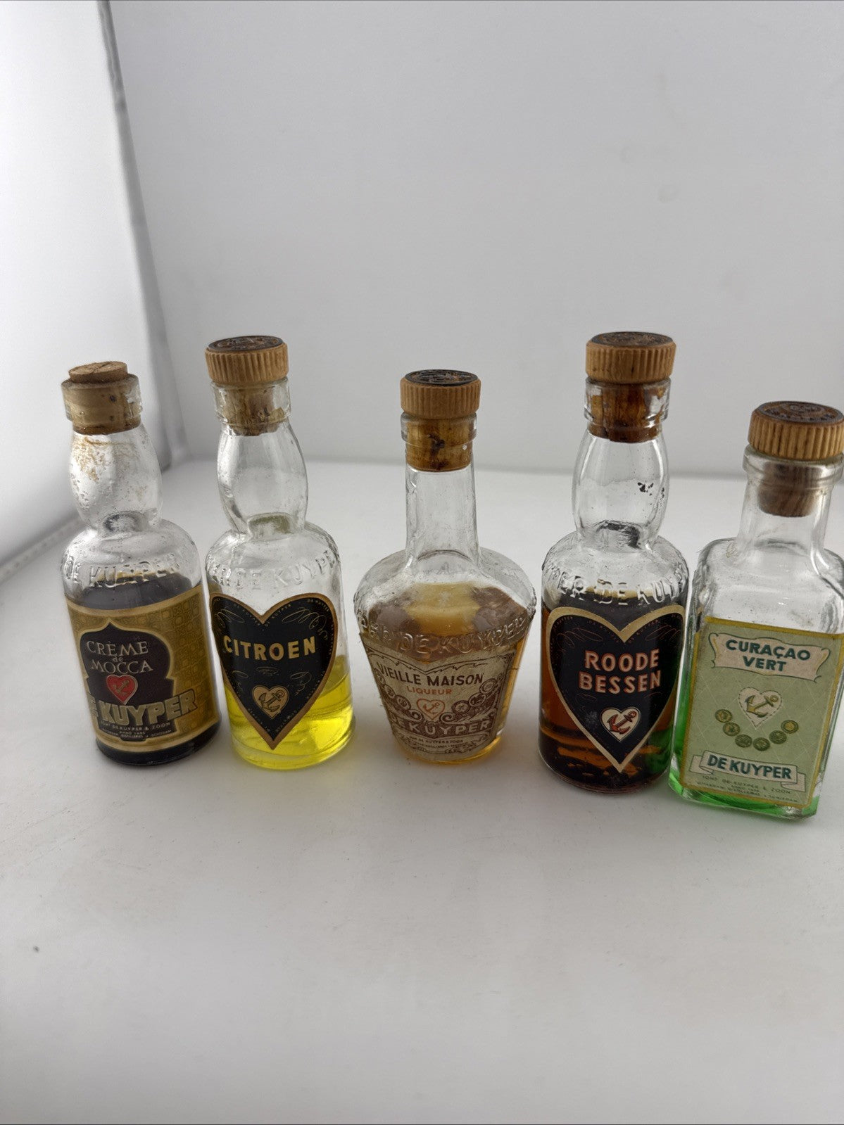 Vintage De Kuyper Miniature Liqueurs Job Lot 5 Bottles Gin Curaçao Kummel