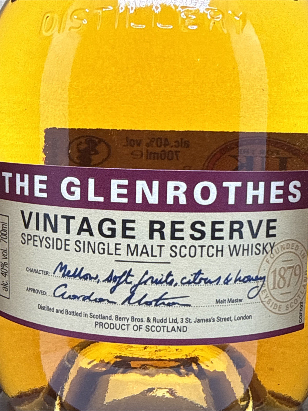 Glenrothes Vintage Reserve Speyside Single Malt 70cl 40% Boxed ( Discontinued)