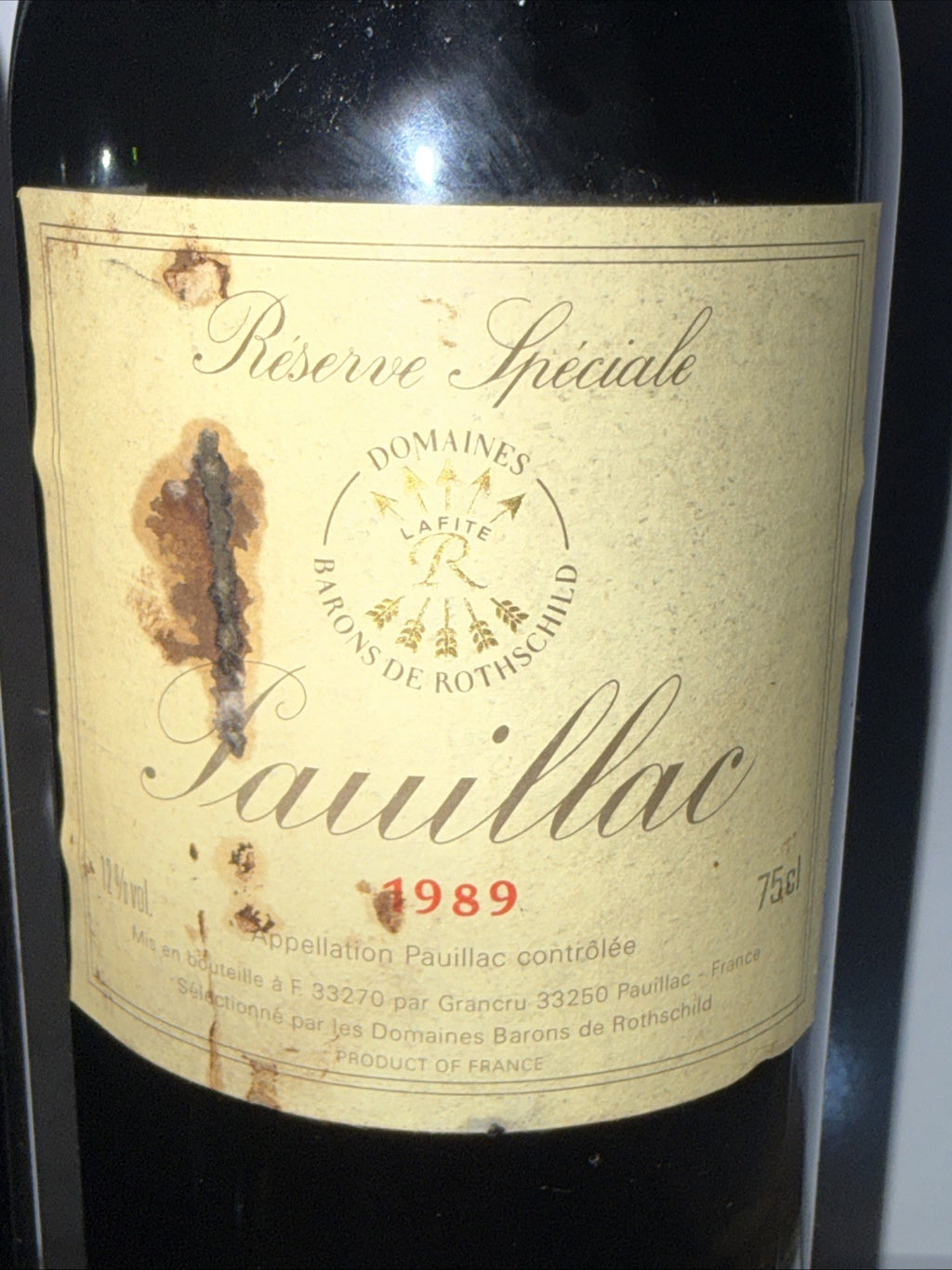 Château Lafite Rothschild Réserve Spéciale 1989 Some Label Damage