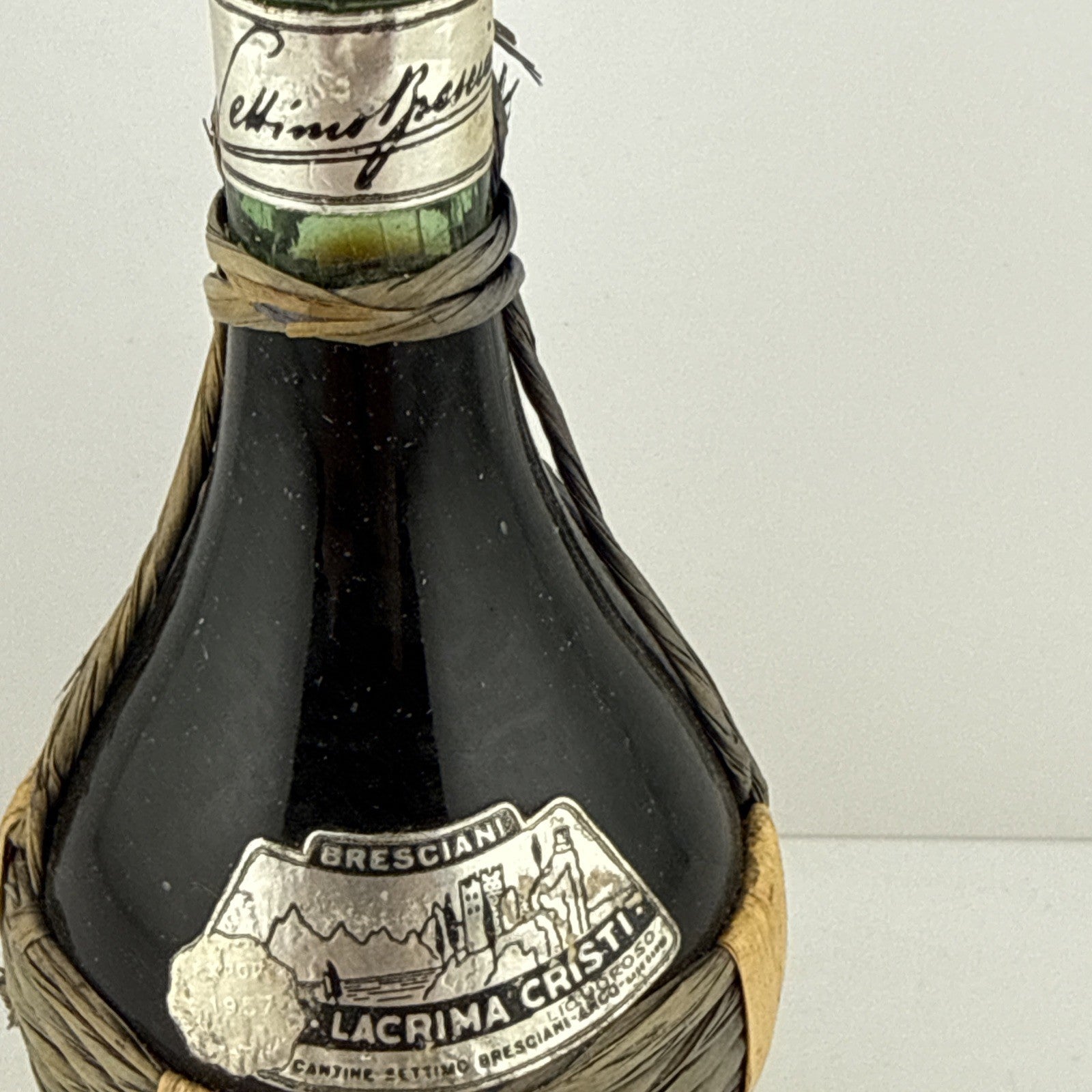 1960s–70s Bresciani Lacrima Cristi Italian liqueur wicker bottle