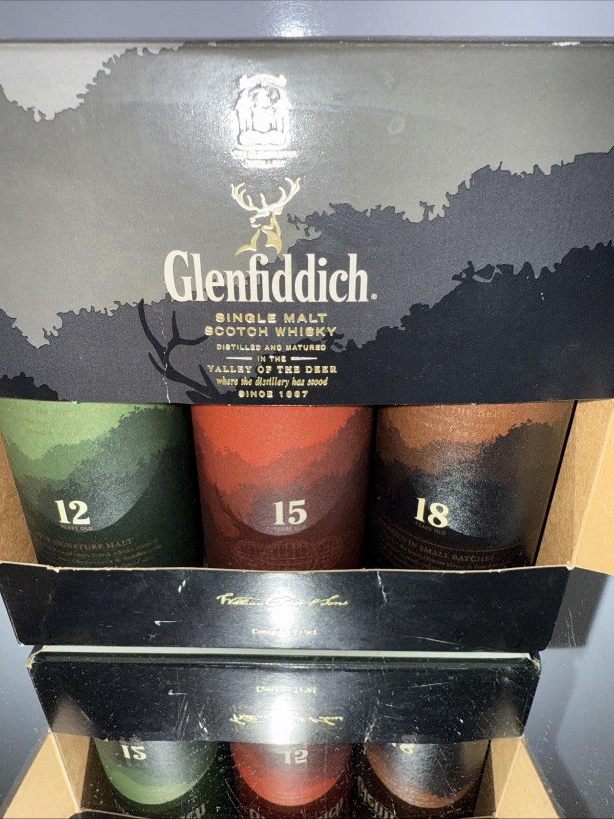 Glenfiddich 12, 15 , 18 Year Old Single malt Miniature  Boxed