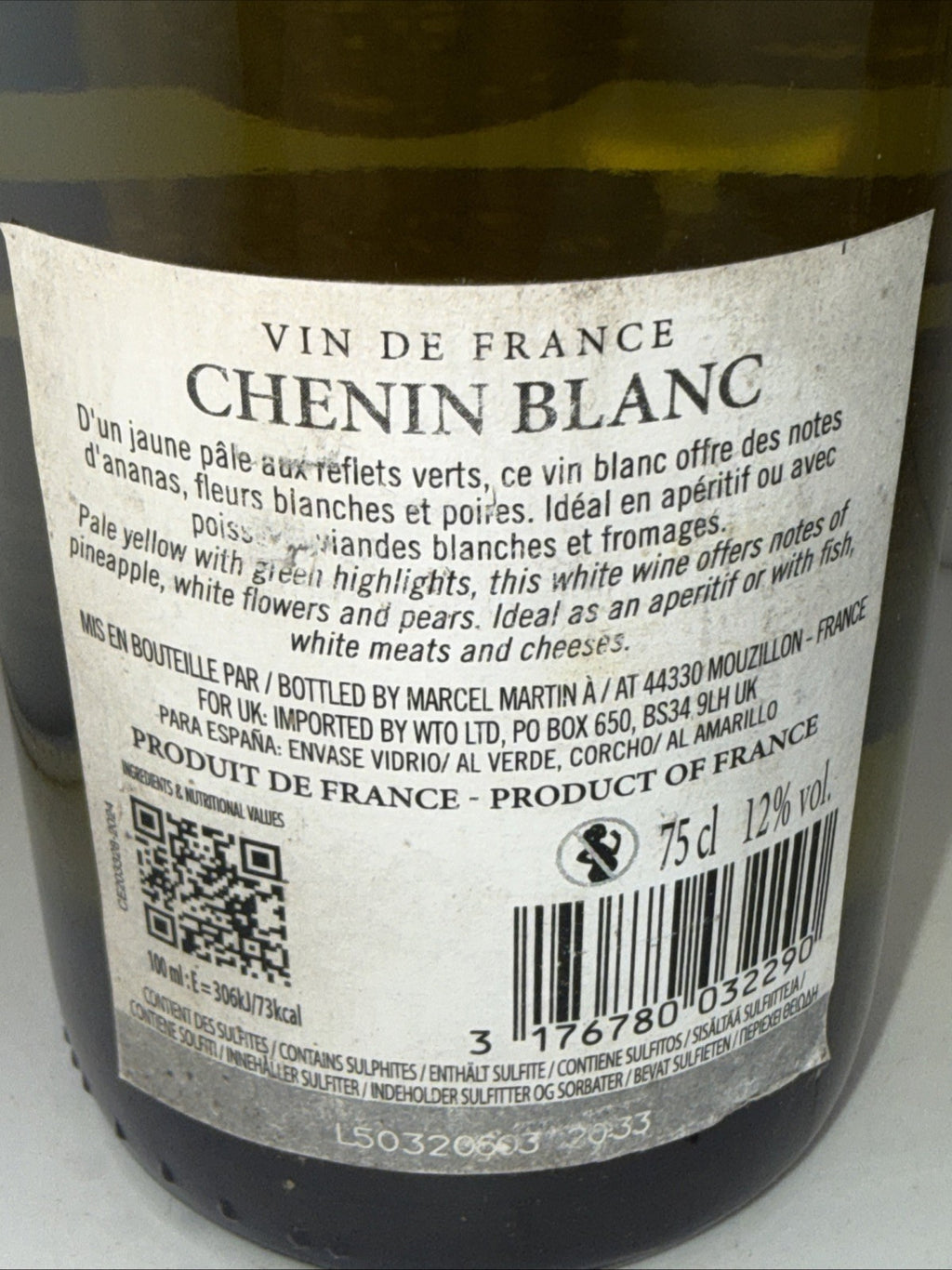 Marcel Martin Chenin Blanc 2024 French White Wine 75cl 12%( Poor Label)