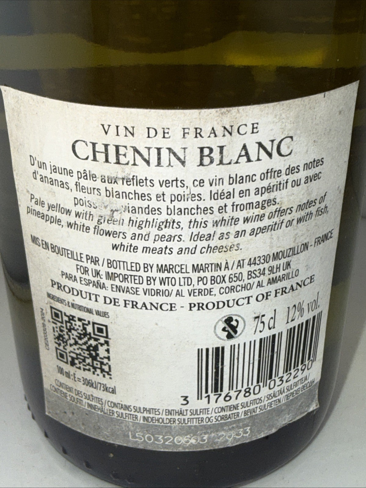 Marcel Martin Chenin Blanc 2024 French White Wine 75cl 12%( Poor Label)