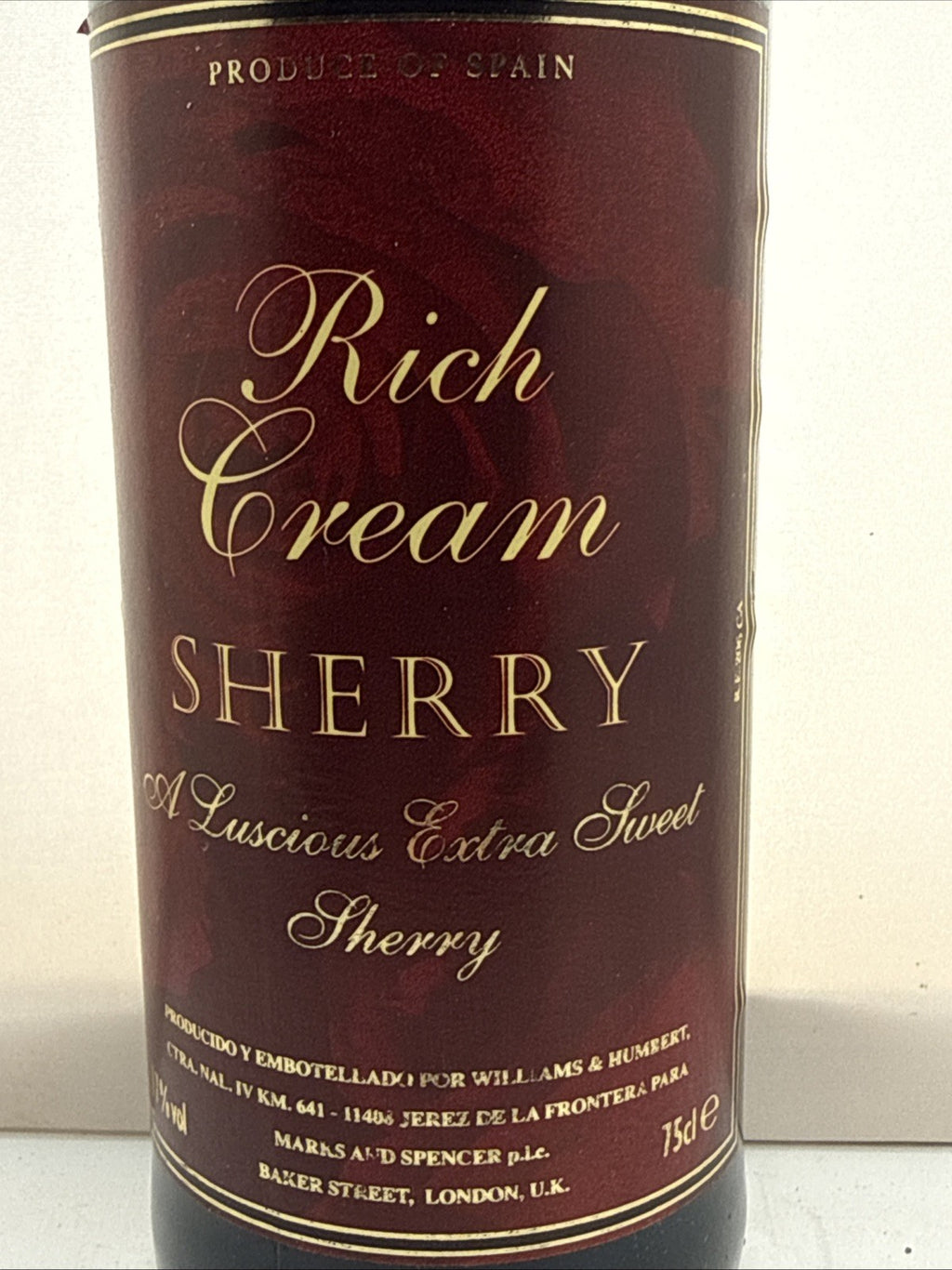 M&S Rich Cream Sherry — Williams & Humbert. Extra Sweet. 1980s–90s bottling