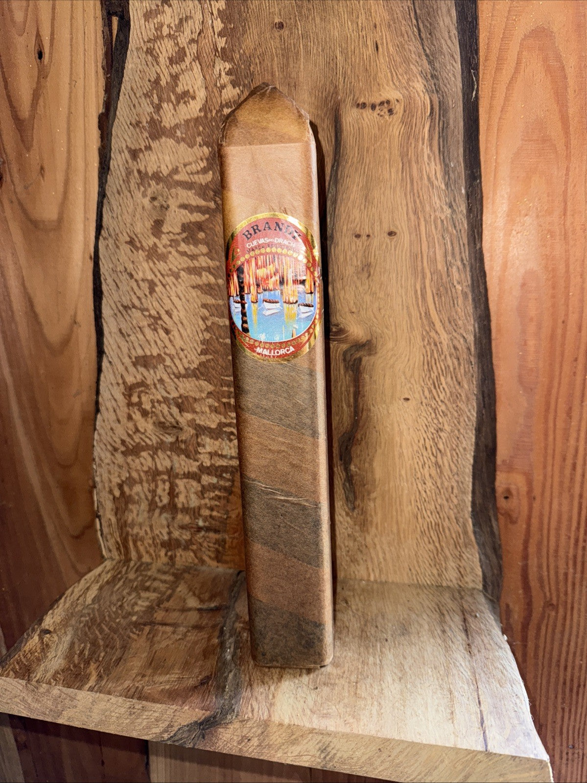 Mallorcan Cueva Del Drac Brandy in Cigar Like Bottle 440 cc 37% ABV