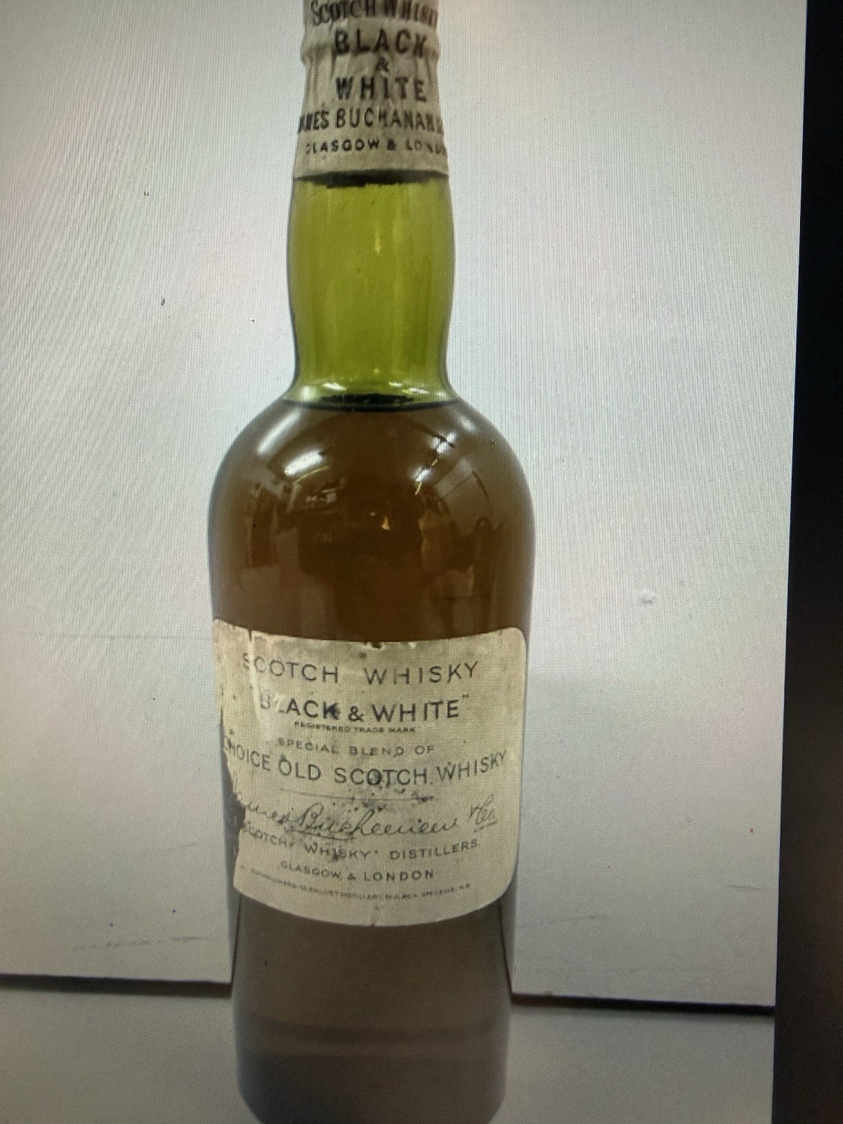 James Buchanan And Co "Black And White " Whisky From Pre War Era 30s/40s Full