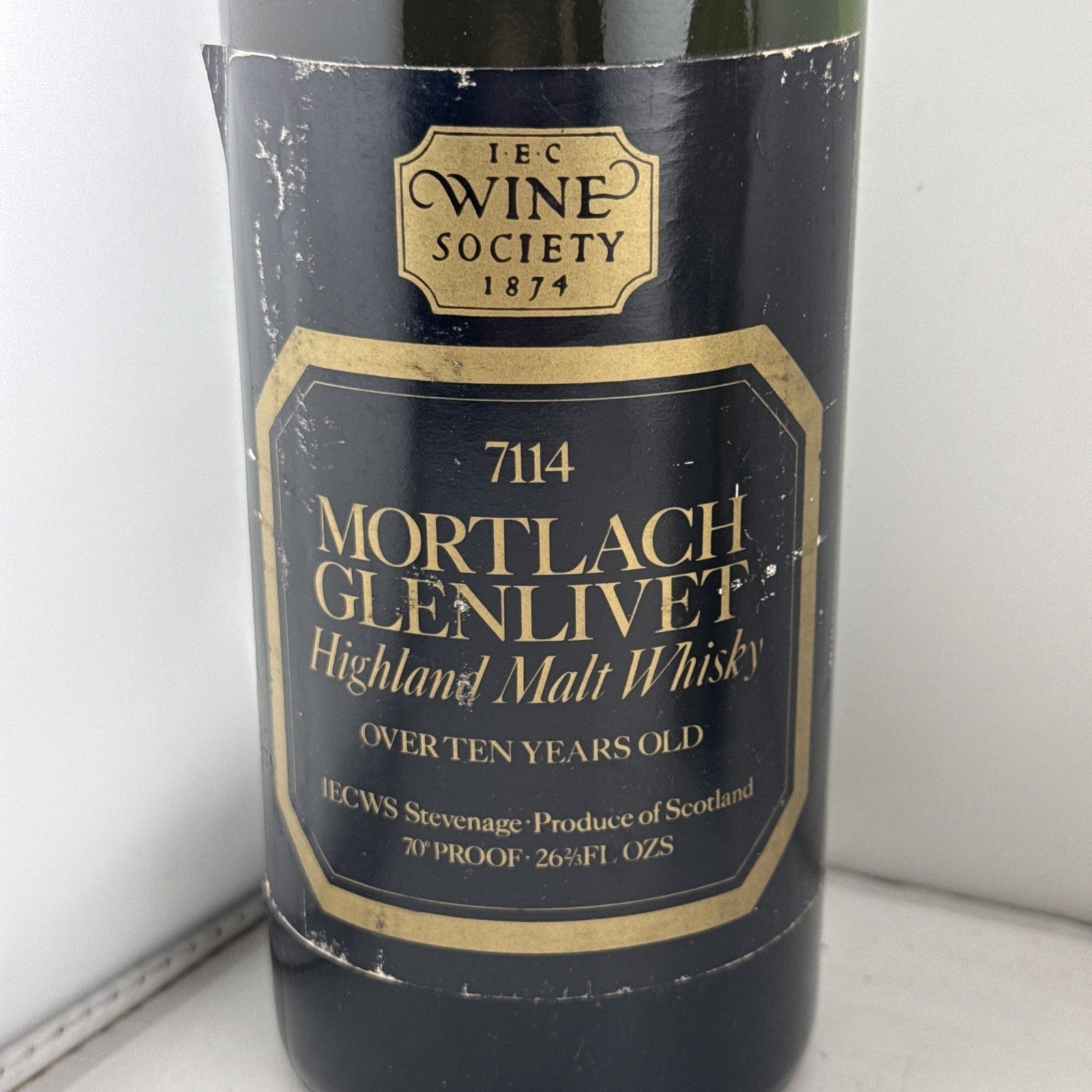 Mortlach Glenlivet 10 Year Old 1970s Wine Society 70 Proof Vintage Whisky