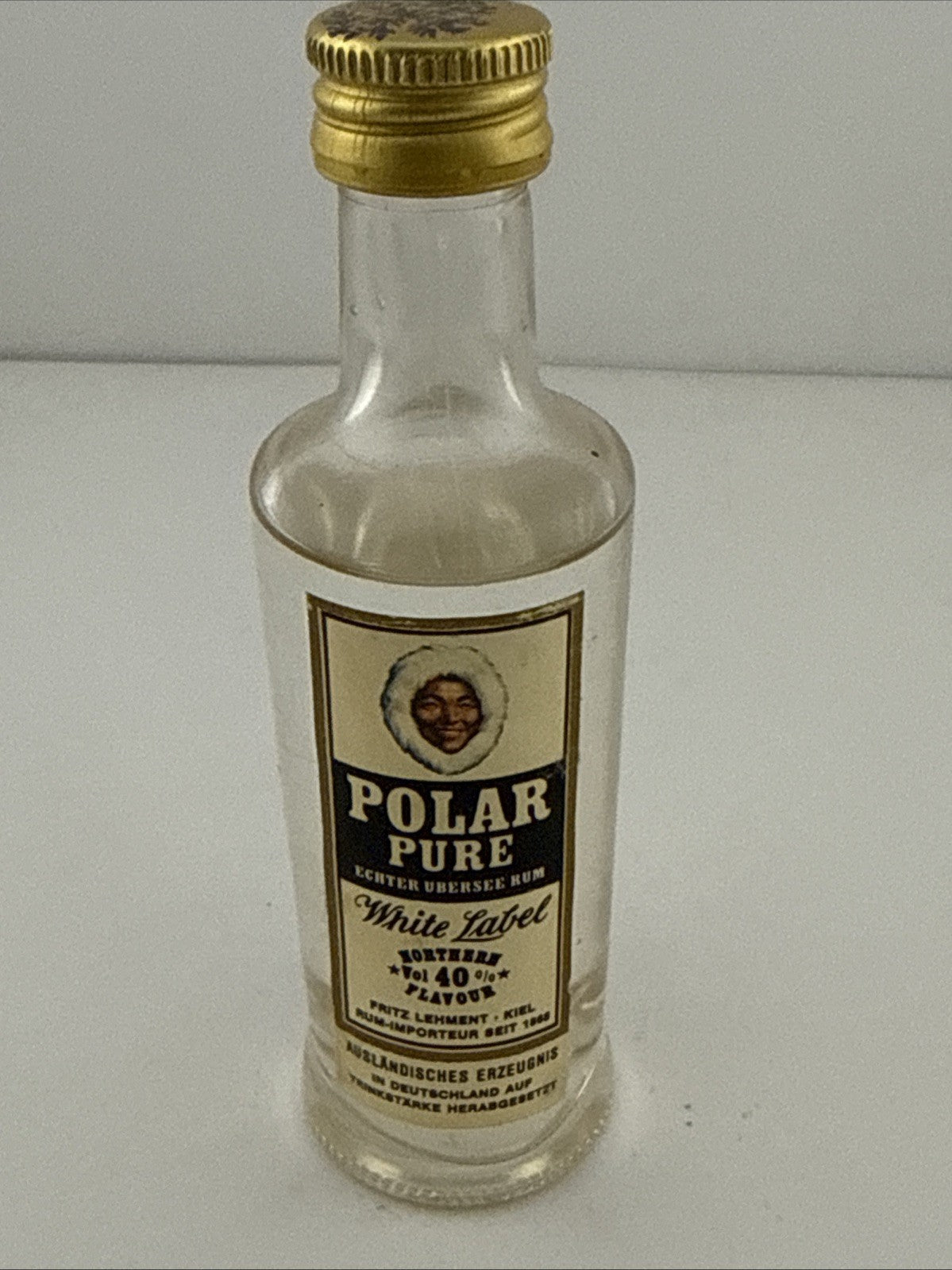 Vintage Polar Pure White Label Rum Miniature German Spirit Bottle