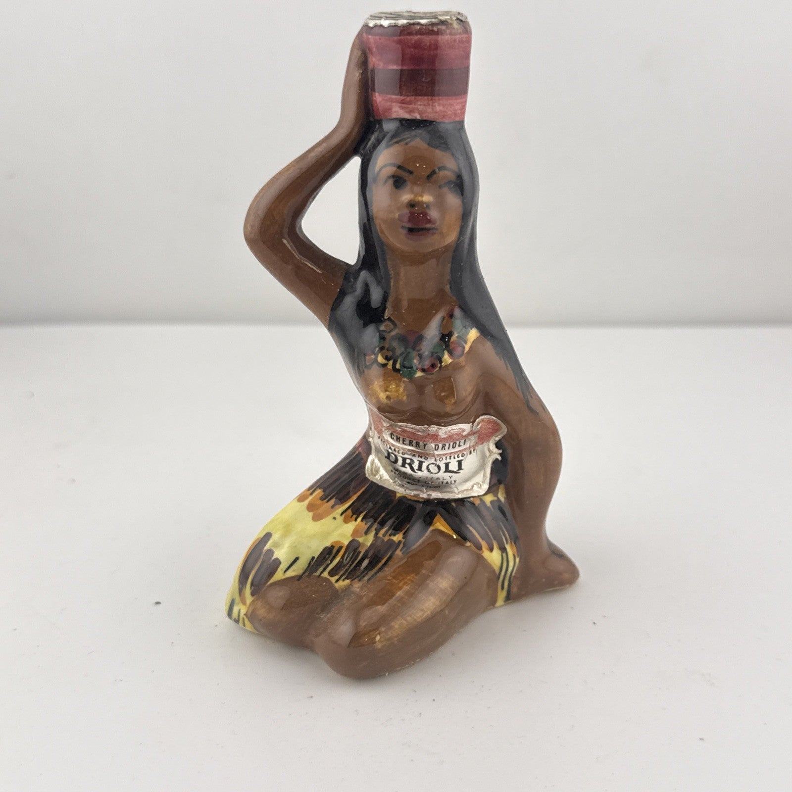 Vintage 1960s Italian Cherry Orioli Hula Girl Figural Decanter Bottle