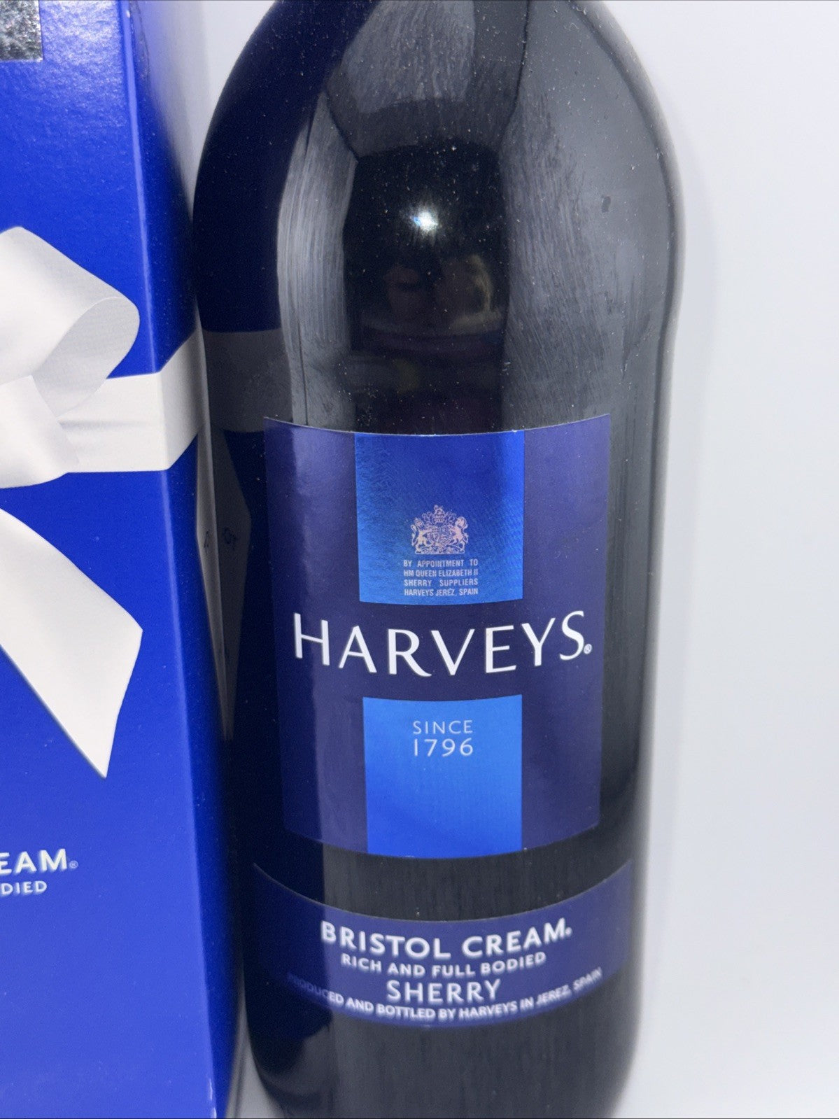 Harveys Bristol cream in Blue bottle Blue box