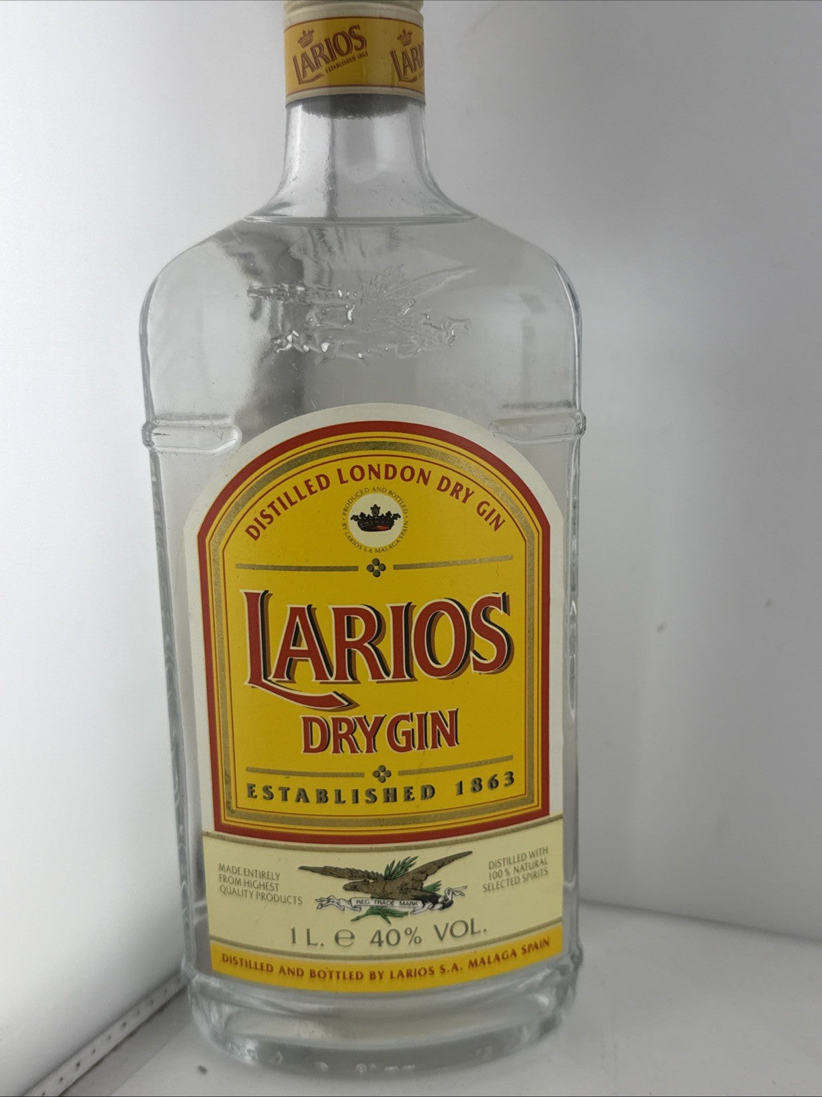 Larios Dry Gin 1L 40% Spain Older Bottle Sealed 1980s