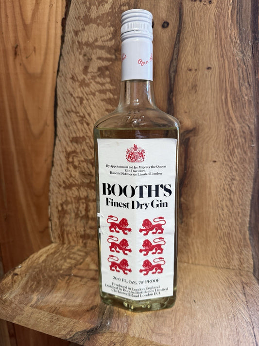 1970s Bottling of Booths Finest dry gin 26.6 fl oz 70% proof