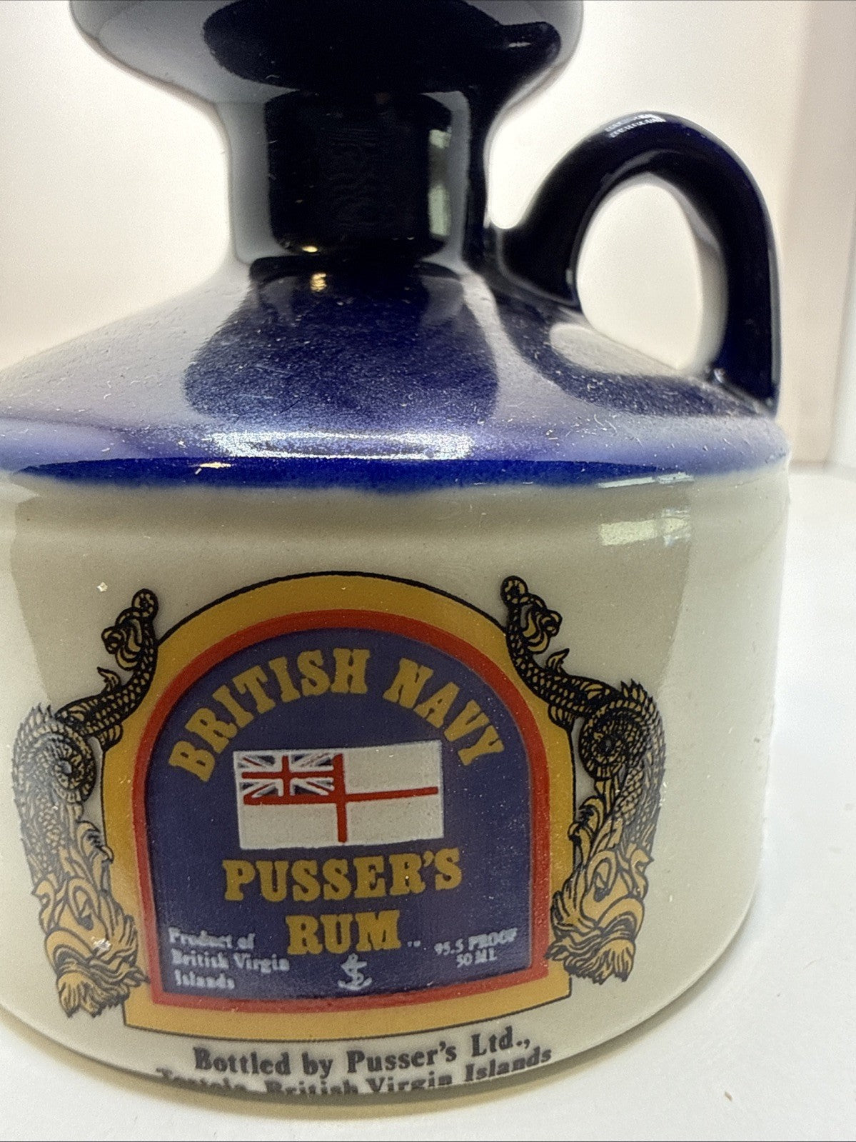 Pusser’s British Navy Rum Ceramic Flagon 1980s 5cl 54.5% Miniature Full