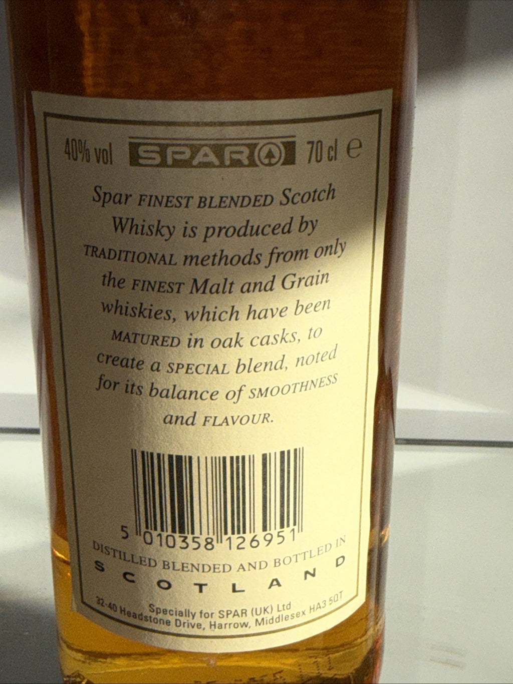 Spar Scotch  Whisky Bottled 1990s  70 Cl