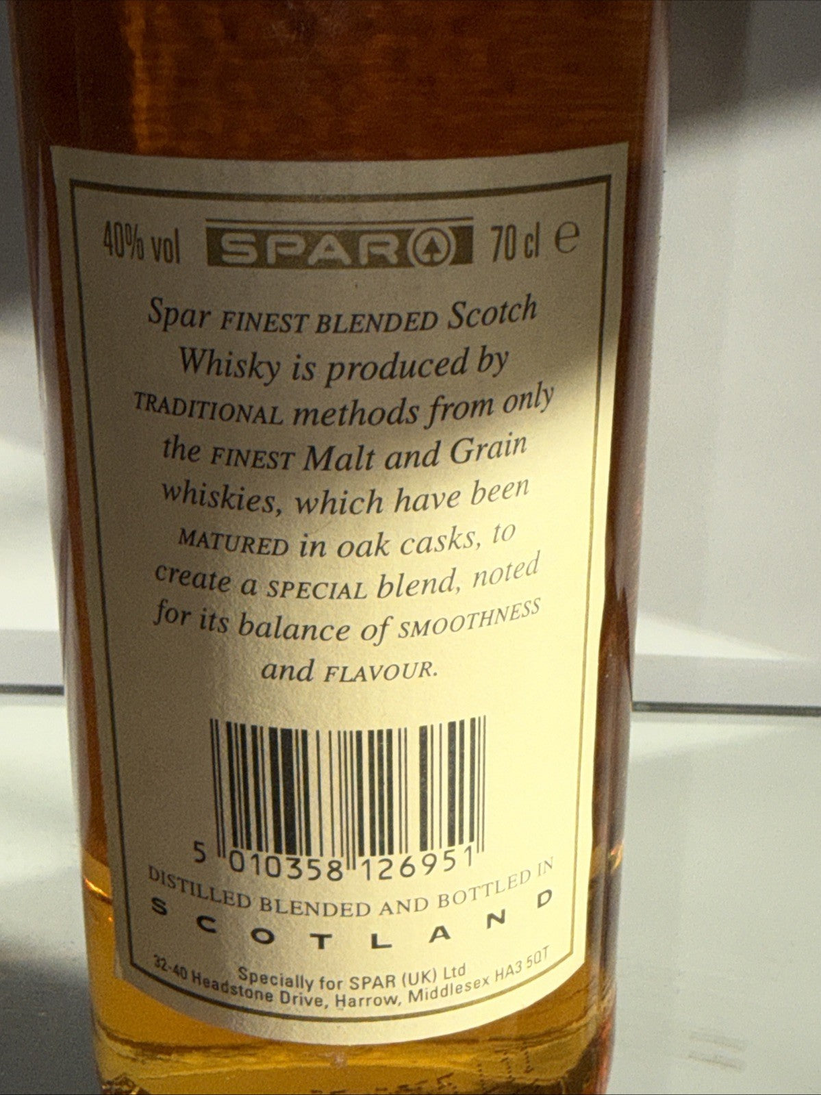 Spar Scotch  Whisky Bottled 1990s  70 Cl