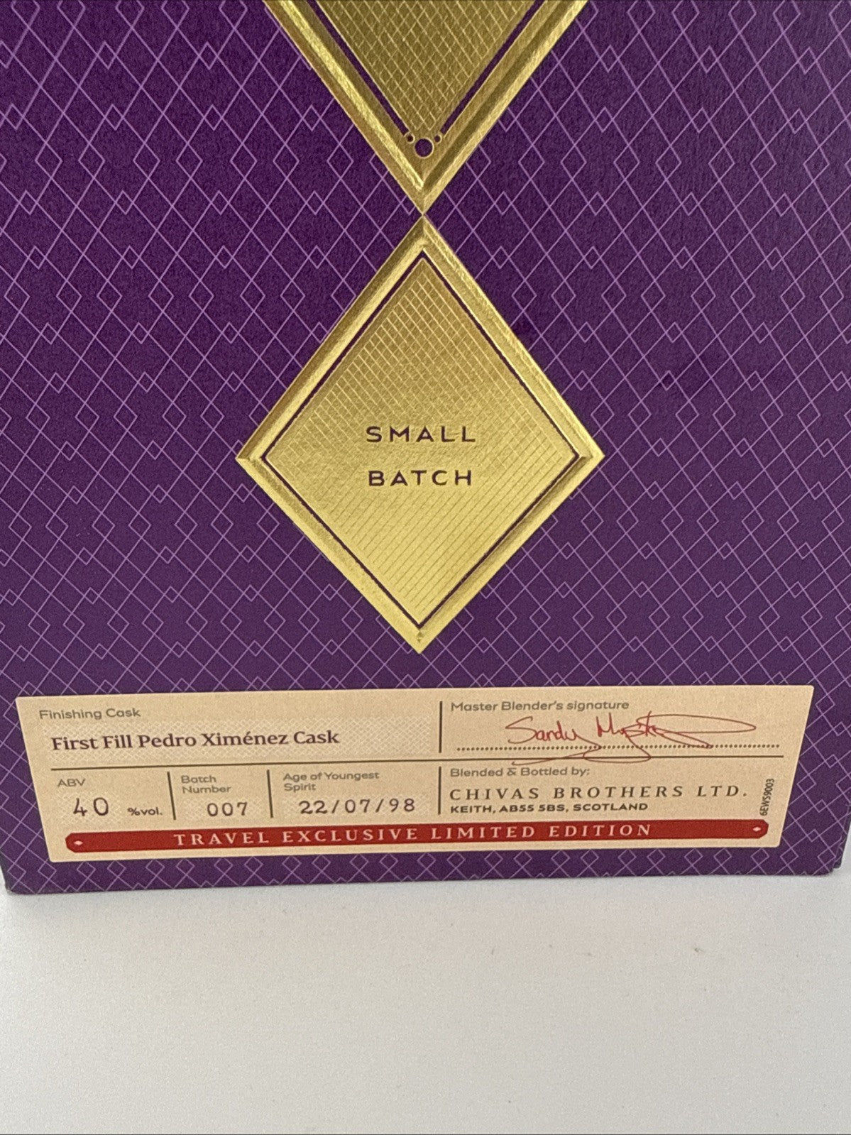 Royal Salute 25 Year PX Cask Batch 007 Travel Exclusive Boxed