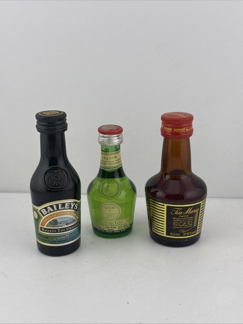 Vintage Liqueur Miniatures Baileys Benedictine Tia Maria Mini Bottles