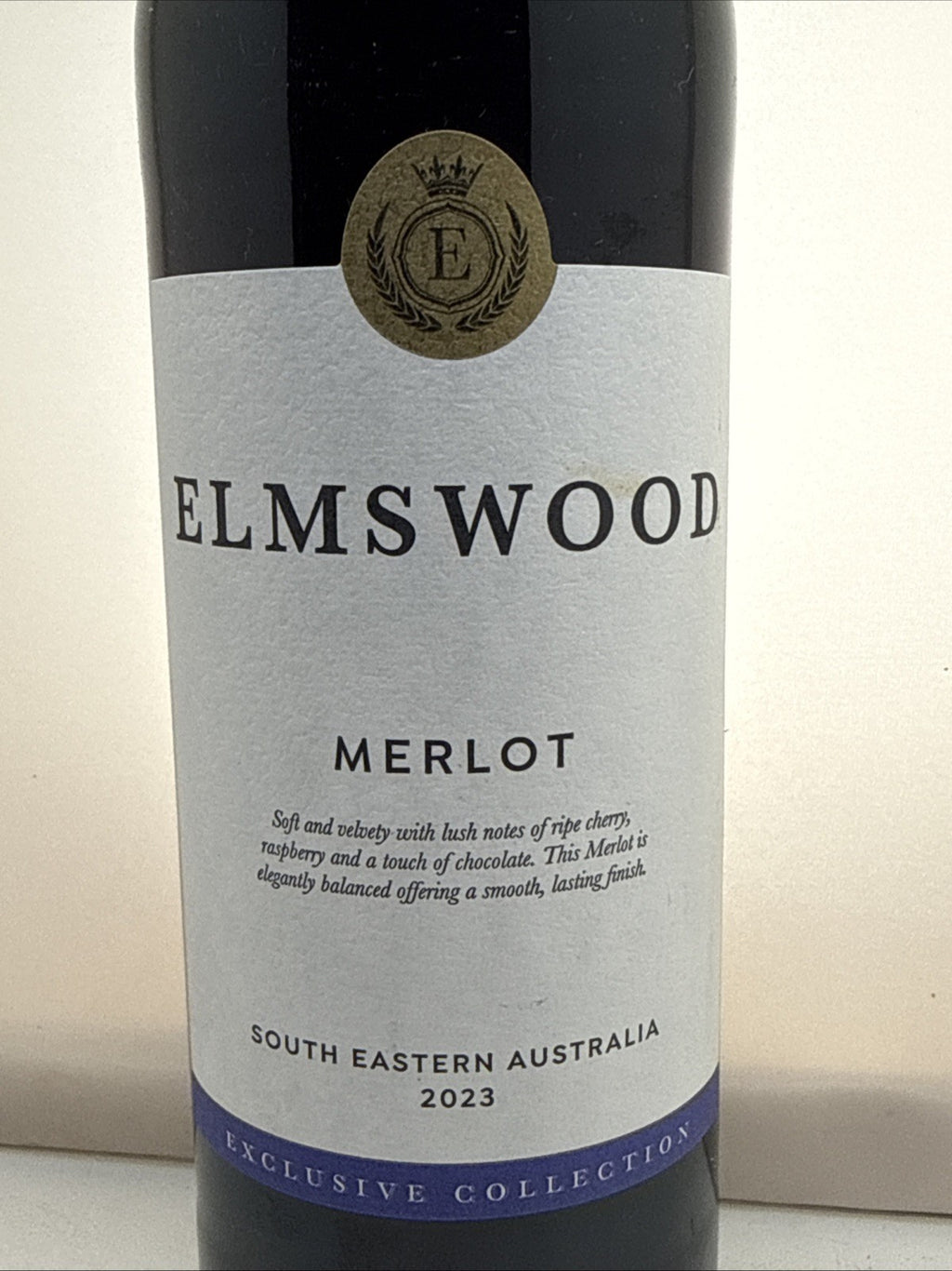 Elmswood Merlot 2023 — South Eastern Australia. Fresh fruity red. Sealed.