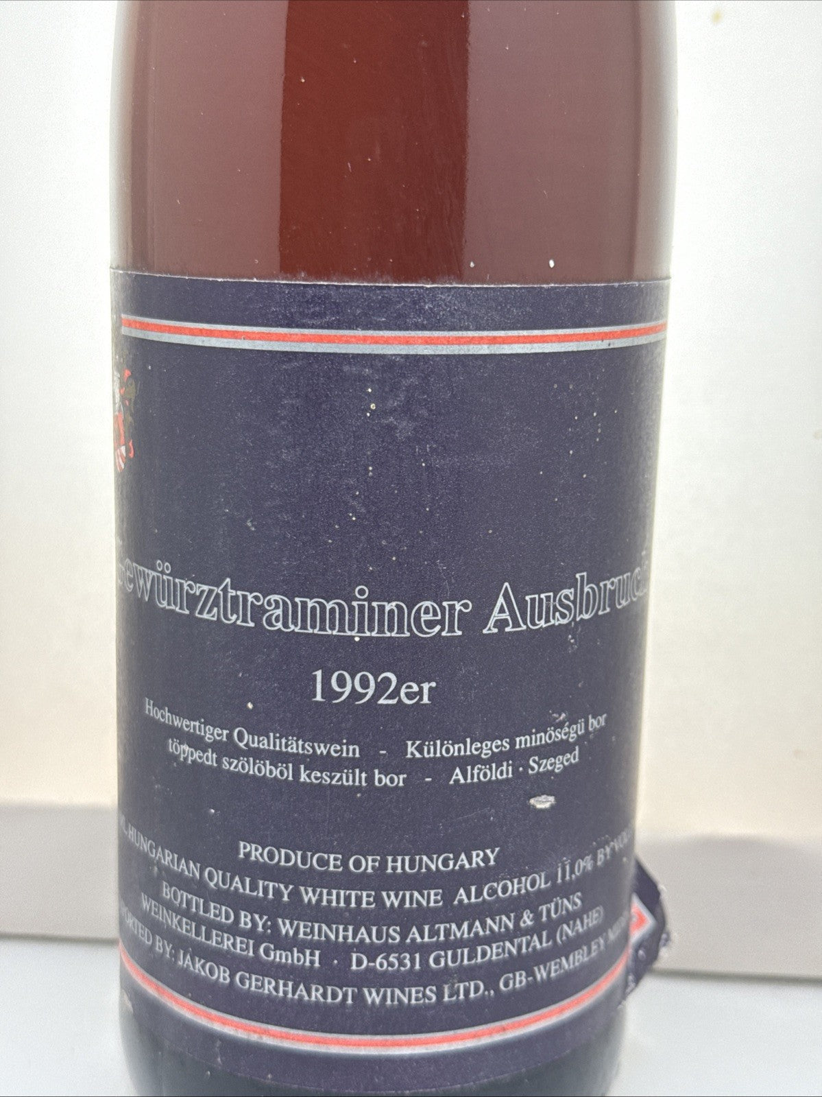 Pieroth‑bottled Hungarian Gewürztraminer Ausbruch 1992 Drinks Beautifully!