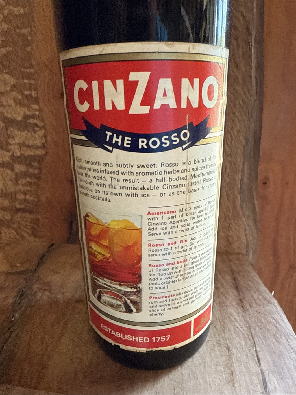 CINZANO VERMOUTH The Rosso 1970s bottled