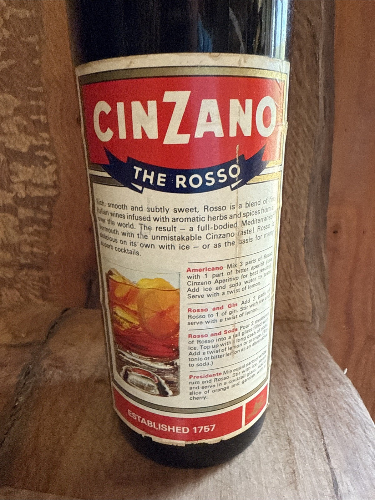 CINZANO VERMOUTH The Rosso 1970s bottled