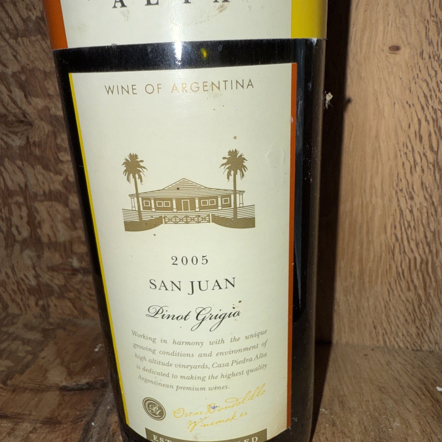 Casa Piedra Alta san Juan pinot grigio 2005