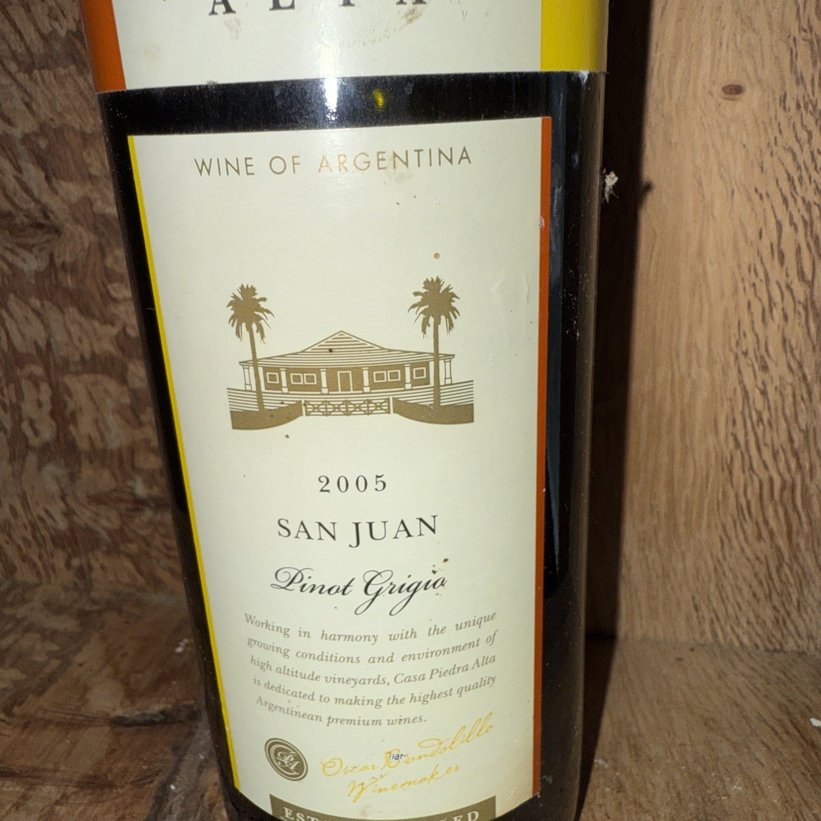 Casa Piedra Alta san Juan pinot grigio 2005