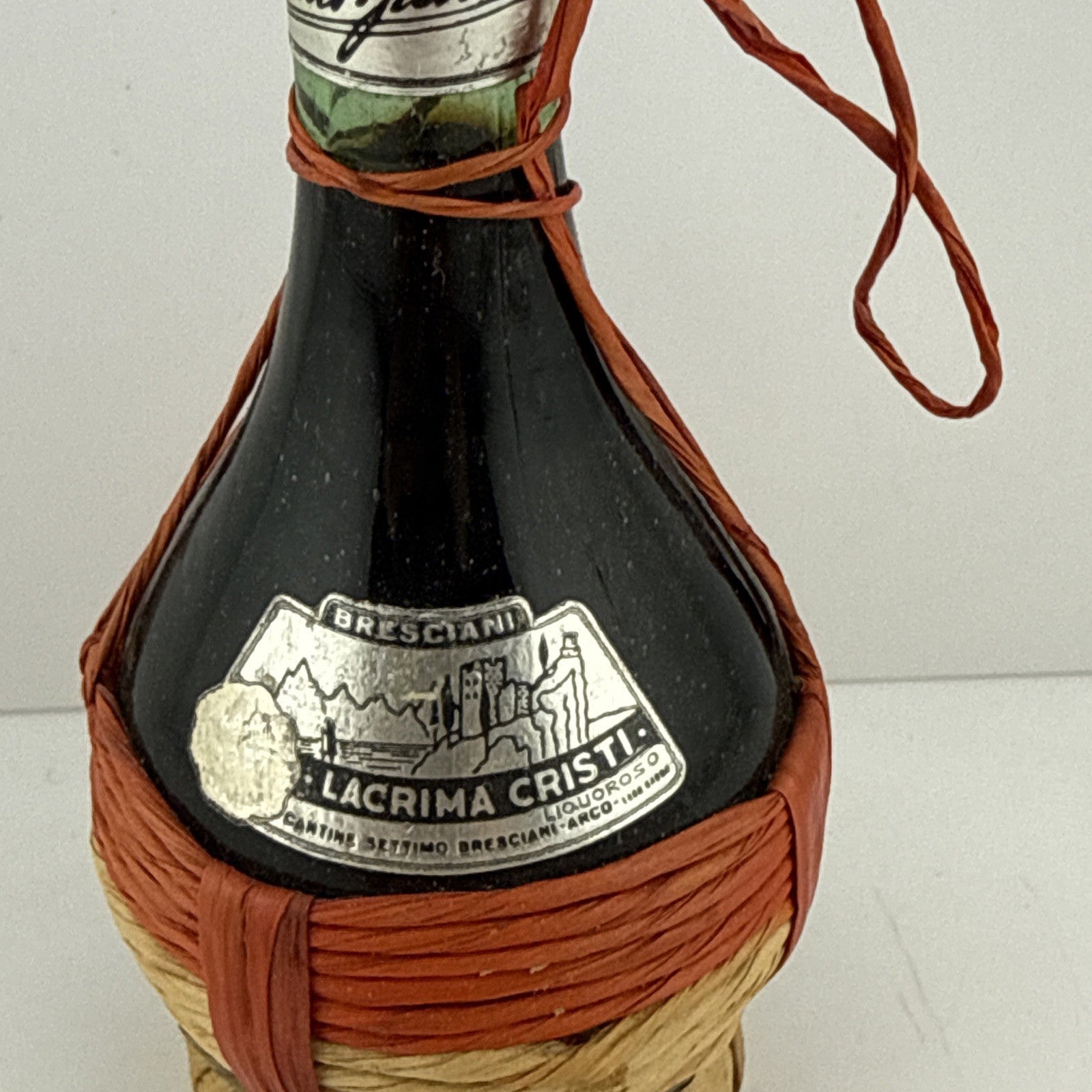 1960s–70s Bresciani Lacrima Cristi Italian liqueur wicker bottle