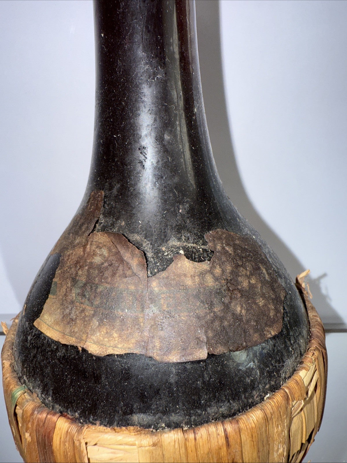 Old Chianti Bottle Full Cool for Bar/bistro.. contents prob npt drinkable!