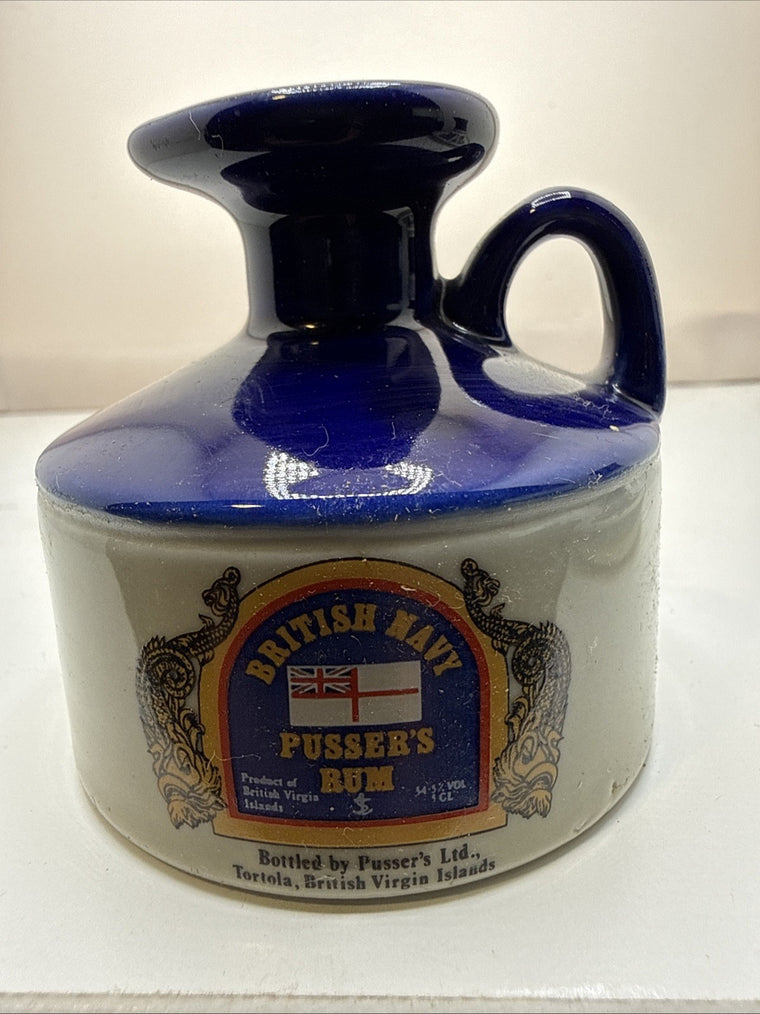 Pusser’s British Navy Rum Ceramic Flagon 1980s 5cl 54.5% Miniature Empty