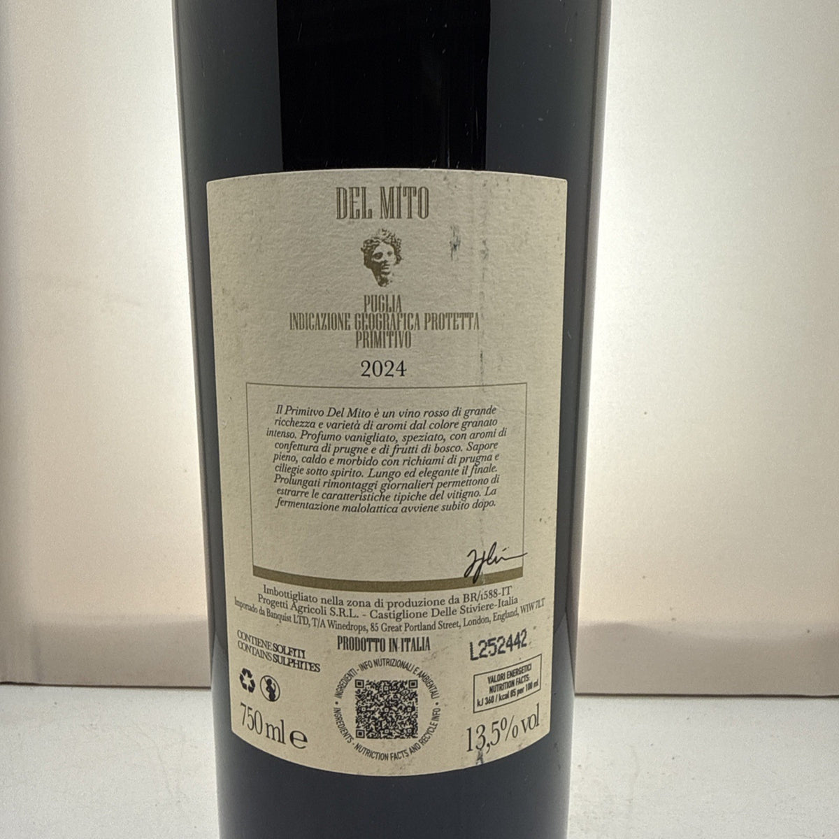 Del Nitu Primitivo 2024 — Italian Red Wine — Rich & Juicy — 75cl
