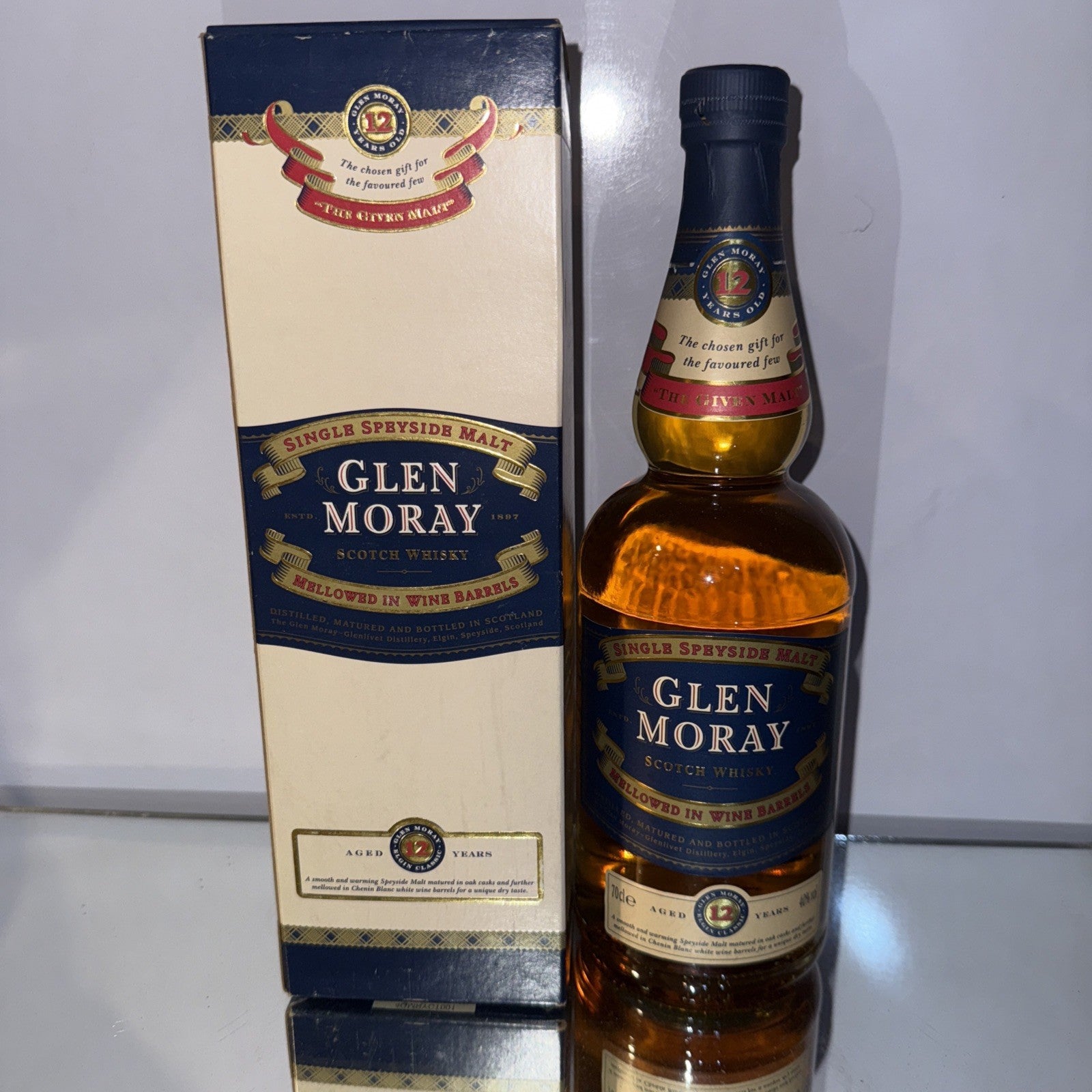 Glen Moray 12 Year Old Single Malt Scotch Whisky 1990s Bottle 70cl Boxed 2008
