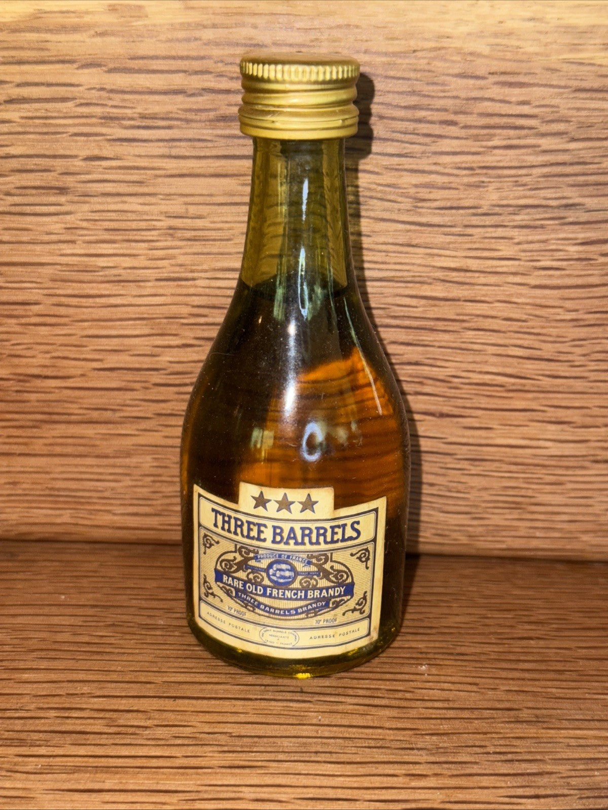 Three Barrels 3 Star Cognac 1960s Miniature Full