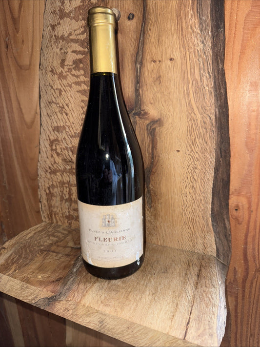 Fleurie 2003 2 bottles one label damaged