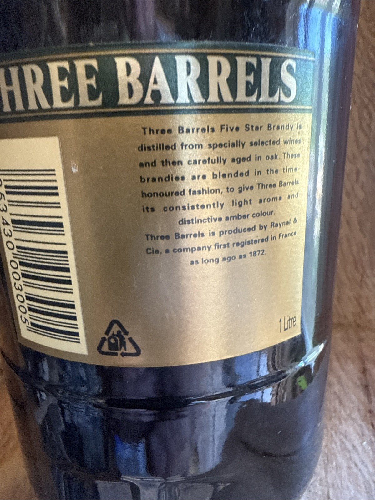 Three Barrels VSOP 1L bottle from 1990s