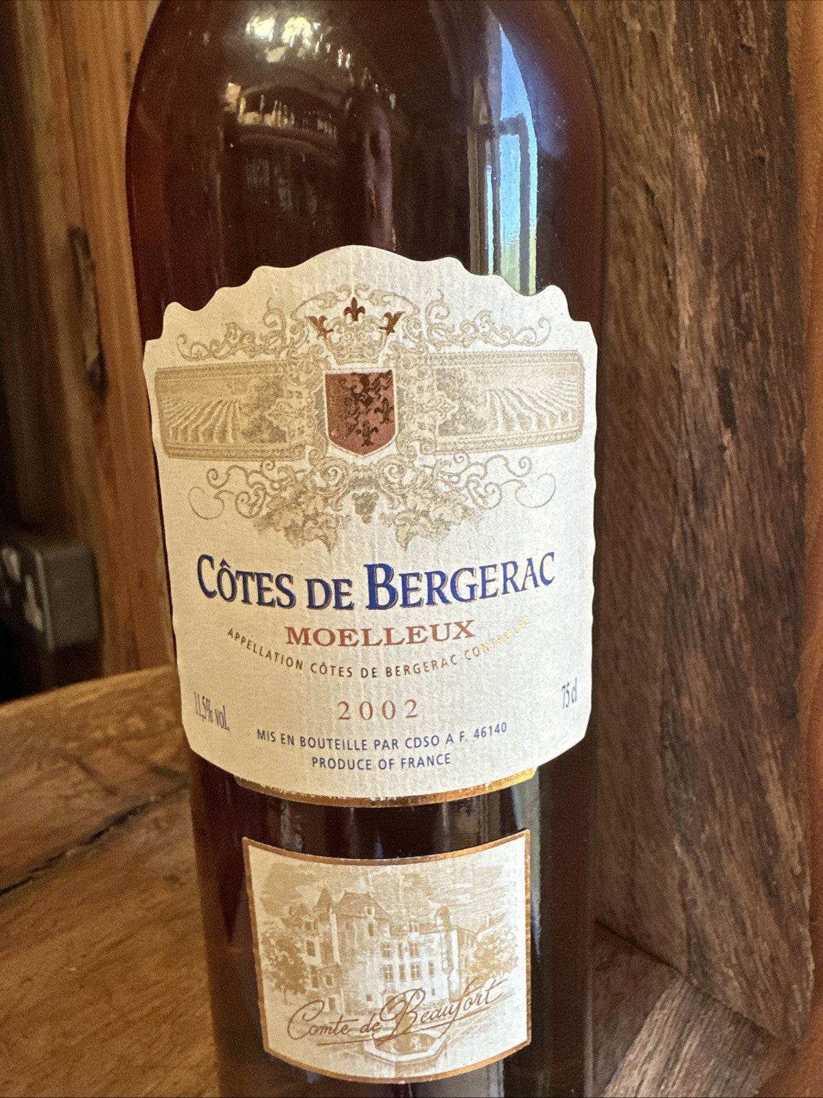 Cotes de Bergerac moelleux wine 2002 Comte de Beaufort