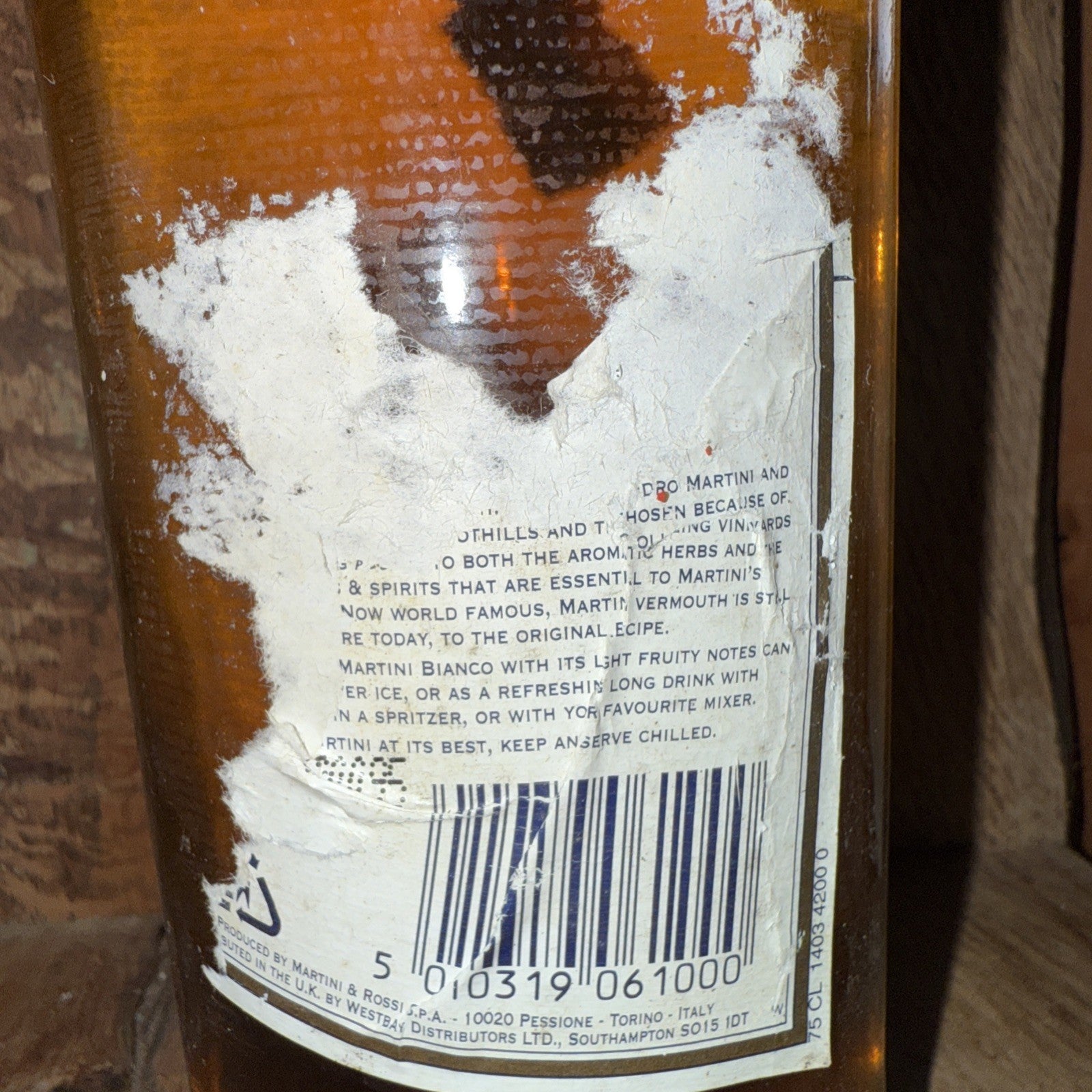 MARTINI BIANCO 75CL VERMOUTH 1980s  label in poor condition