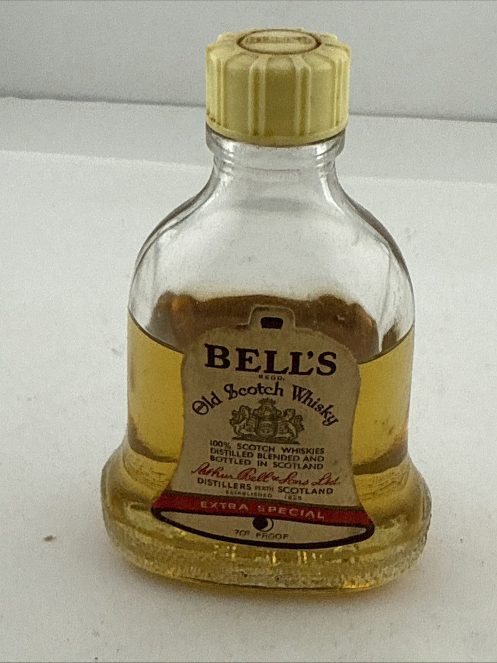1960s Bell’s Old Scotch Whisky Bell Miniature 70 Proof Full