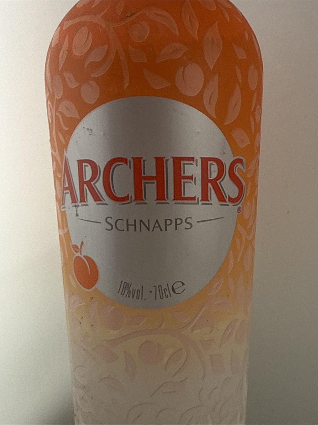 70cl bottle of Archers Peach Schnapps Liqueur, 18% ABV.