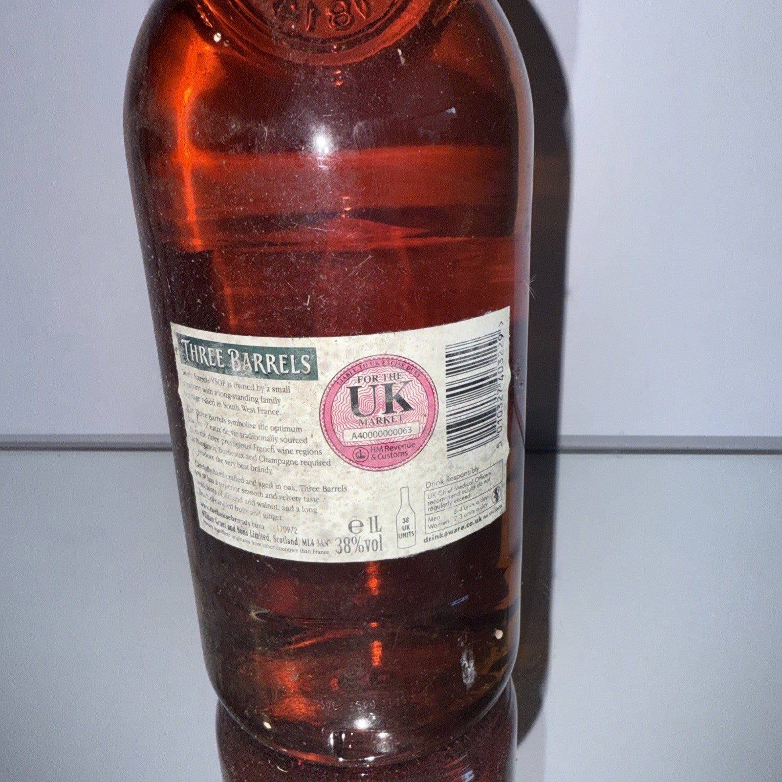 Three Barrels Brandy VSOP 100cl Abv 38%