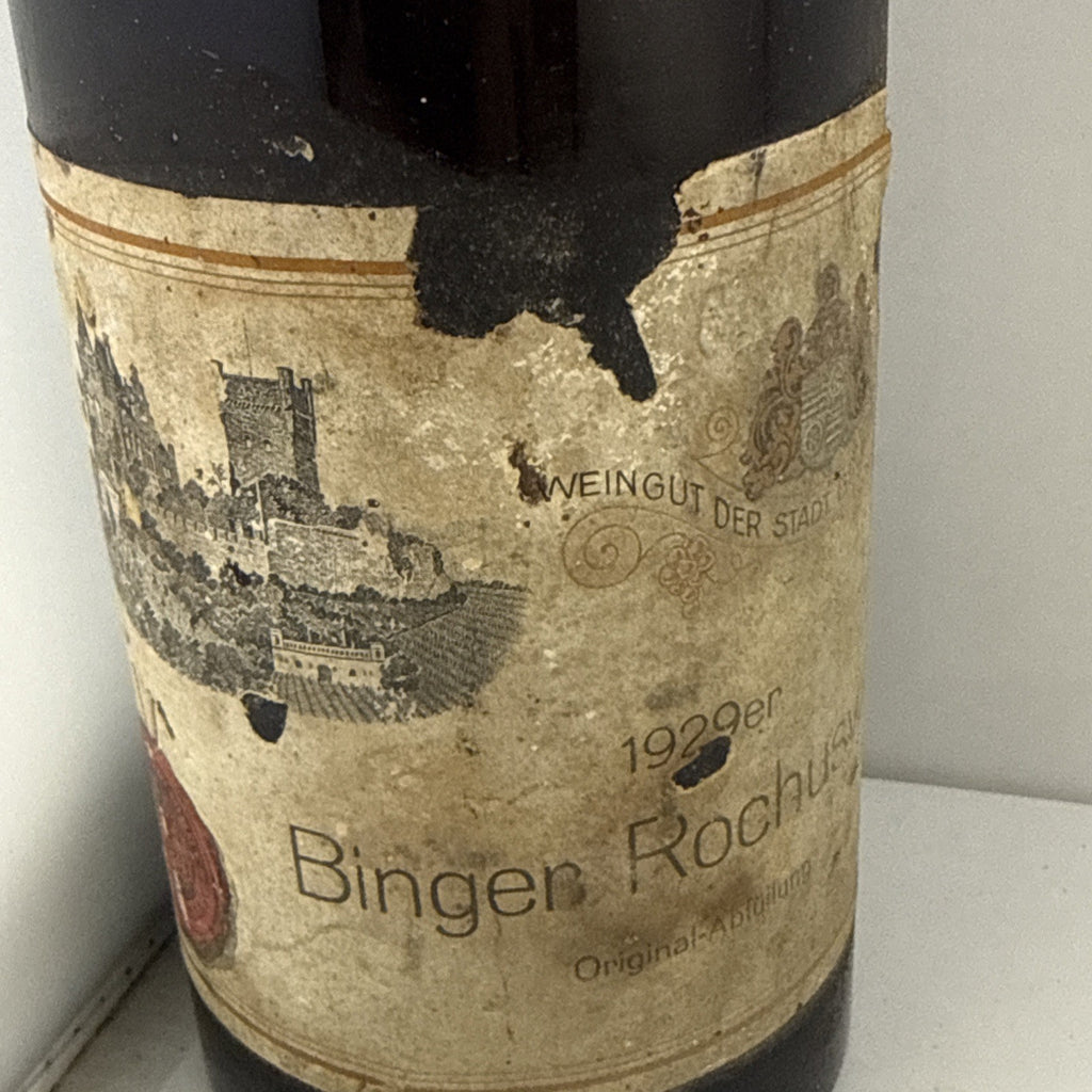 Antique 1929 Bingen Rochusberg German Riesling Wine Bottle Pre-War
