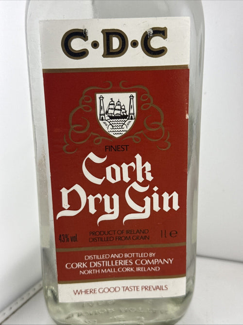 Cork Dry Gin 1L 43% Old Irish Bottle 1980s C.D.C.