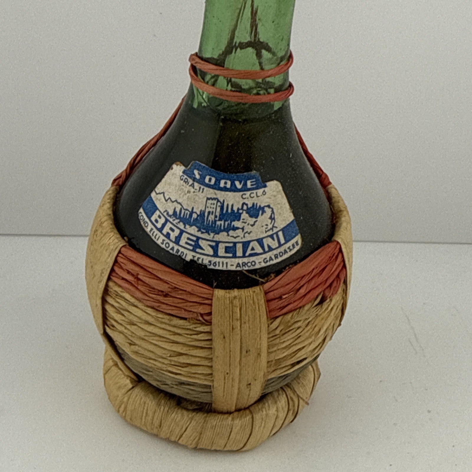 1960s–70s Bresciani Soave Italian wine miniature wicker bottle