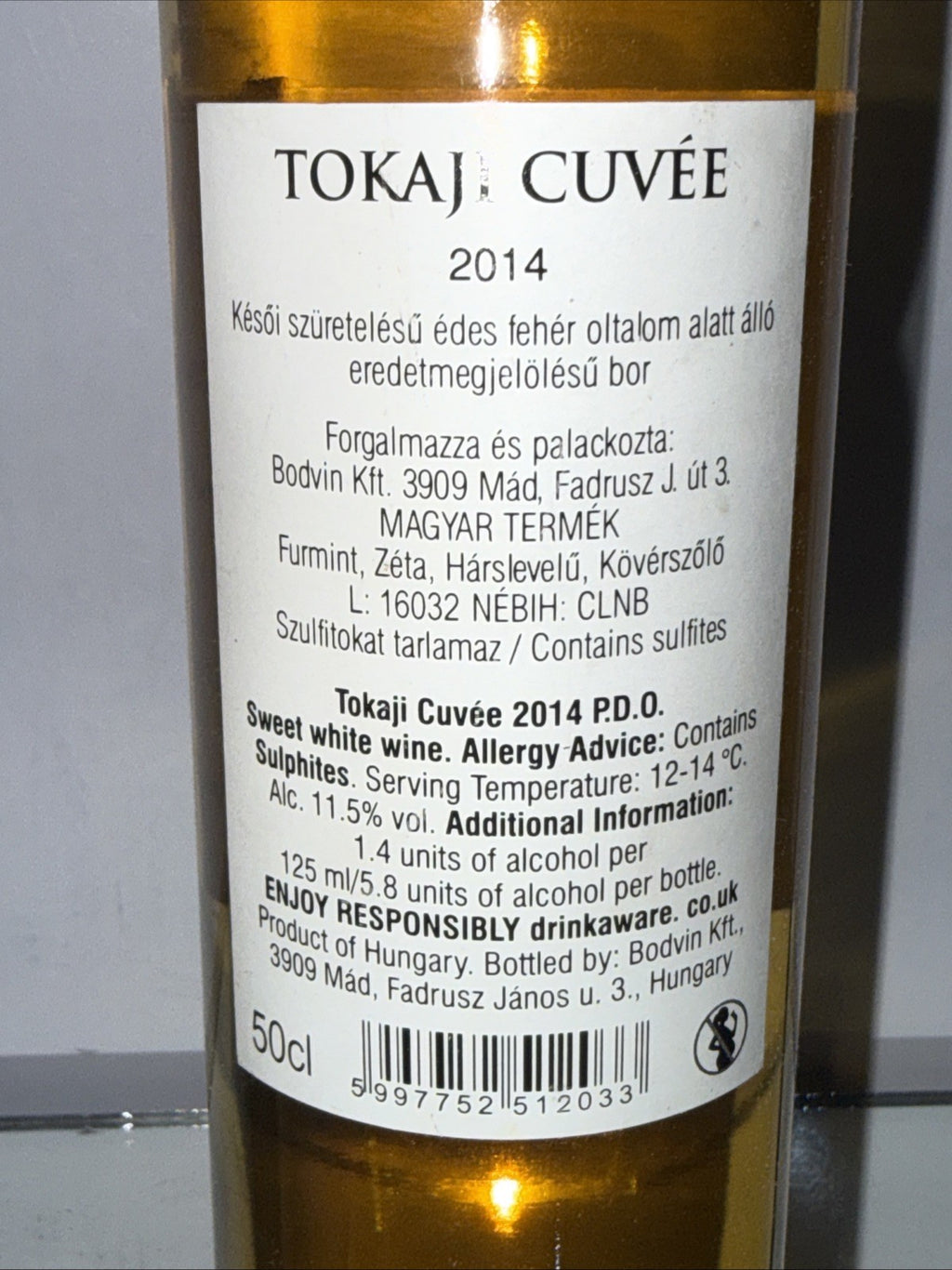 Bodvin Tokaji Cuvée – Late Harvest – 2014, 50cl, Hungary.