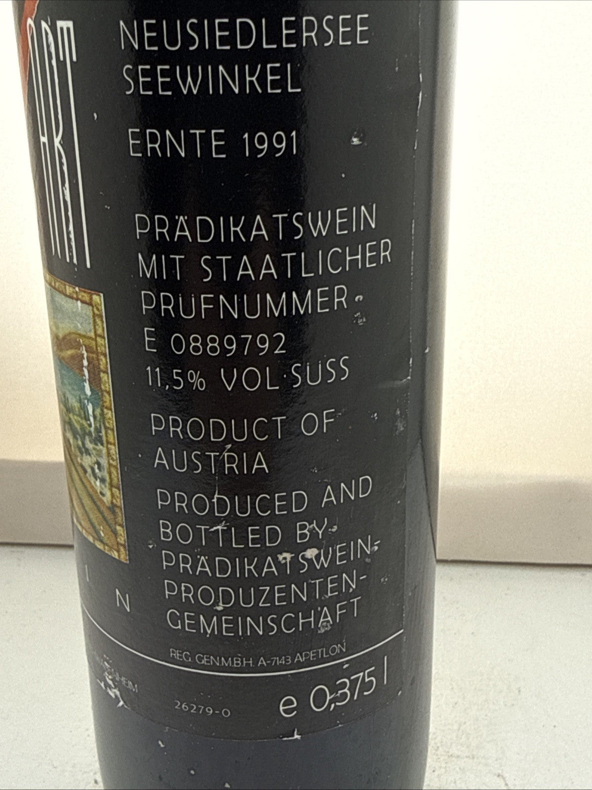 Neusiedlersee Seewinkel Eiswein 1991,rare Austrian ice‑wine, 37.5cl