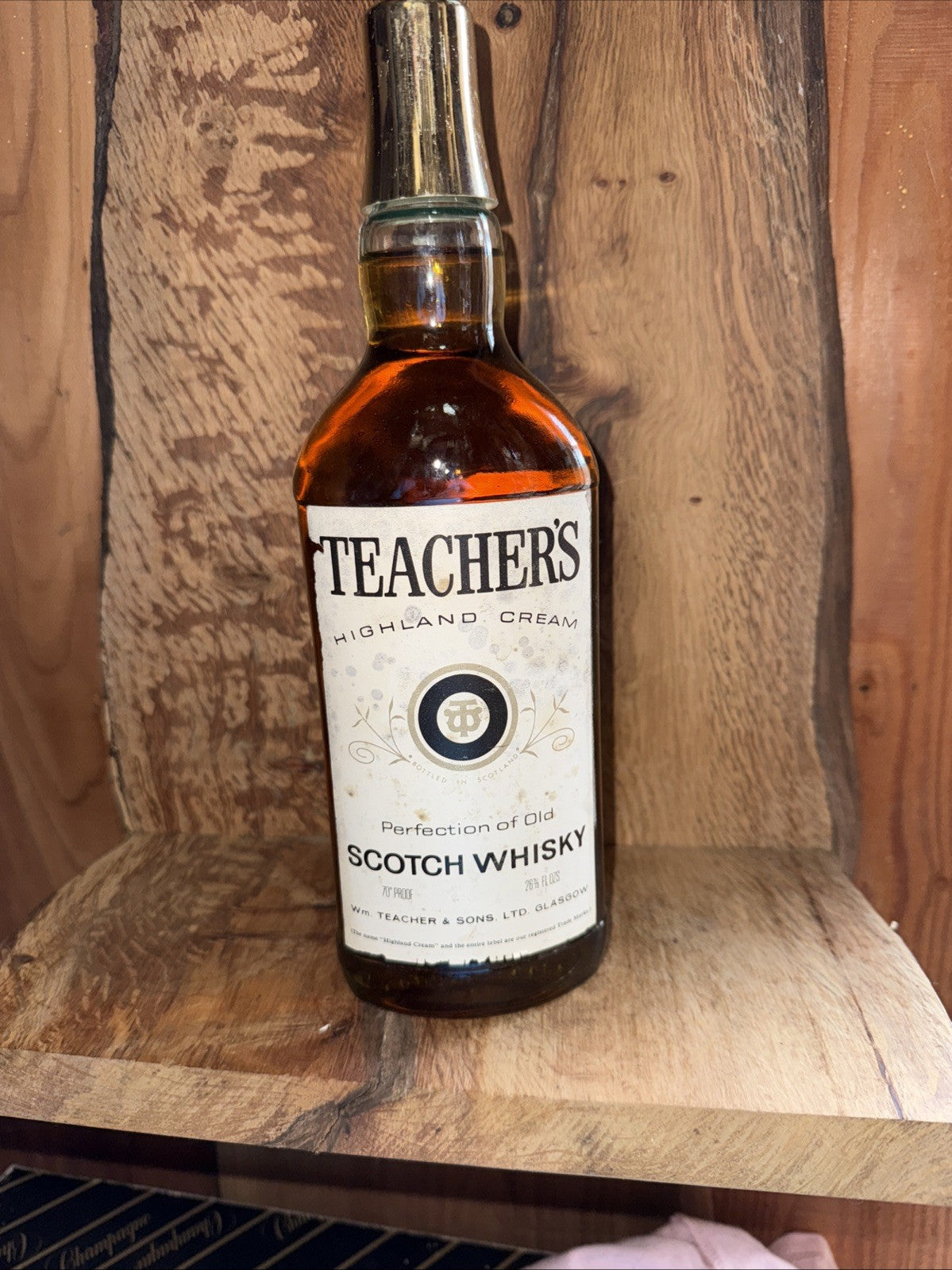 1970s Bottled Teachers Highland Cream 26 2/3 FL OZ  70% Proof Vintage matured
