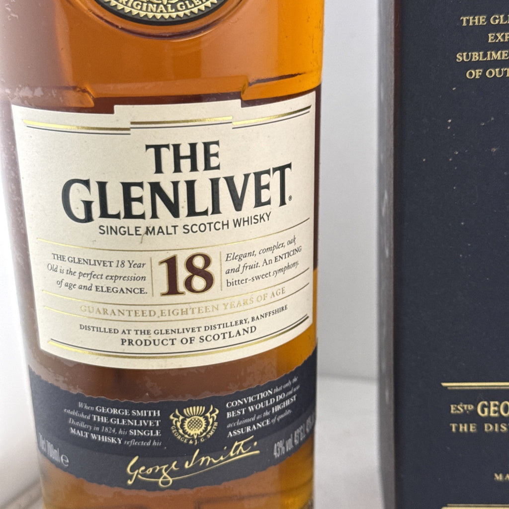 Glenlivet 18 Year Old Single Malt Whisky 70cl Boxed 43% Older Bottling