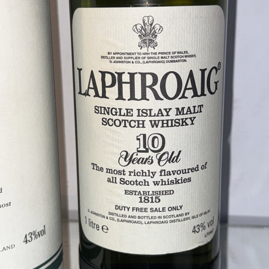 Laphroaig 10 Year Old – 1 litre, Duty Free, with laser code L579 So 2010 Bottle