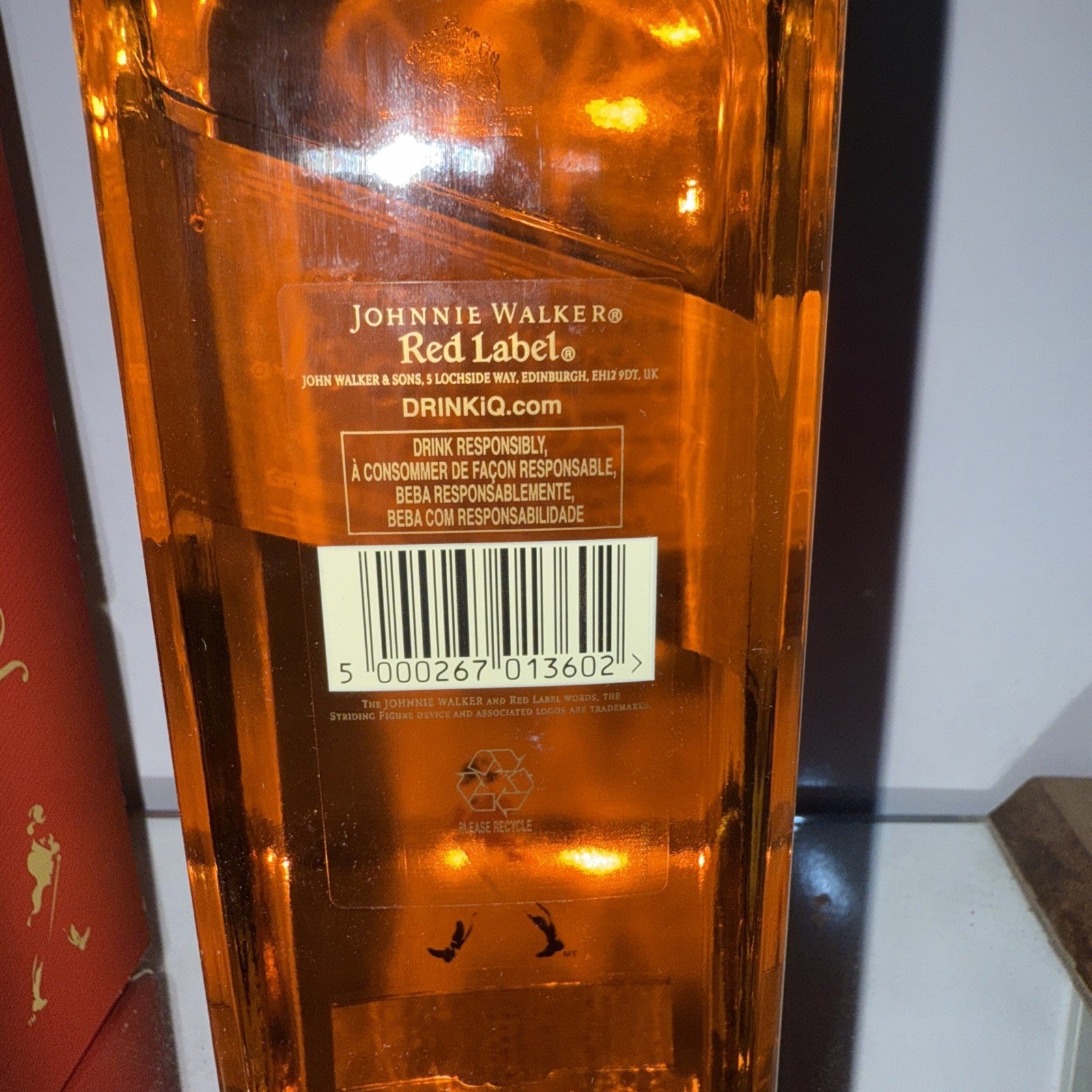 Johnnie Walker Red Label 1L Dated To 1980s Damage To Top Of Box Only
